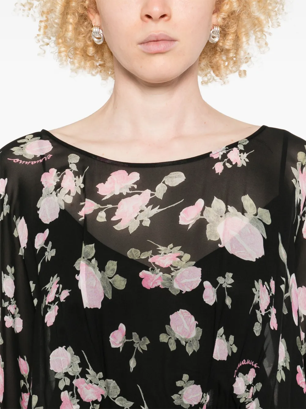 ERMANNO FIRENZE Jurk met bloemenprint Zwart
