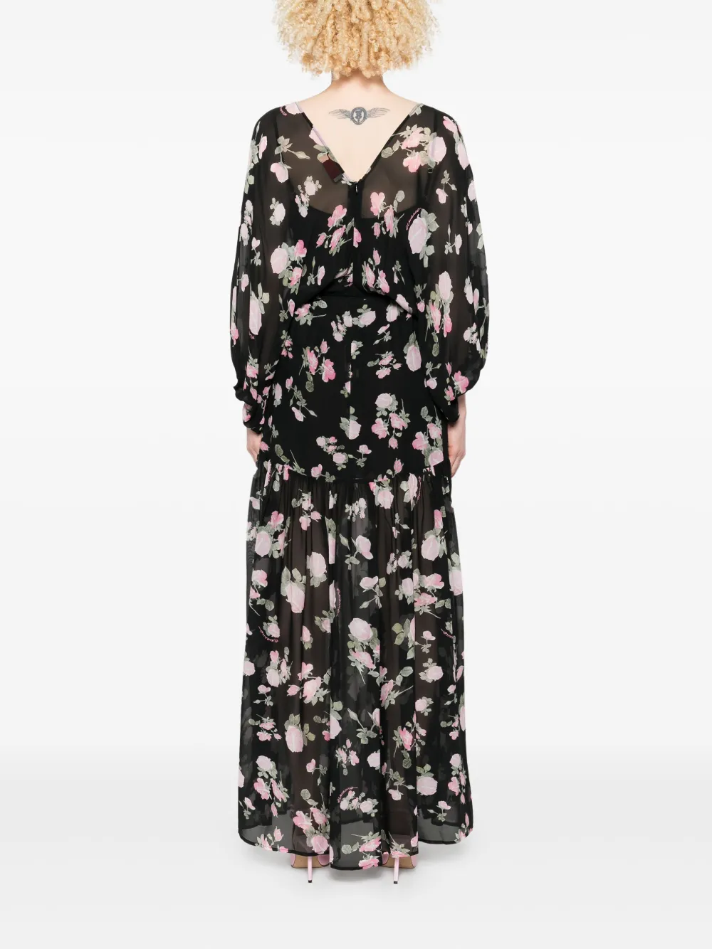 ERMANNO FIRENZE Jurk met bloemenprint Zwart