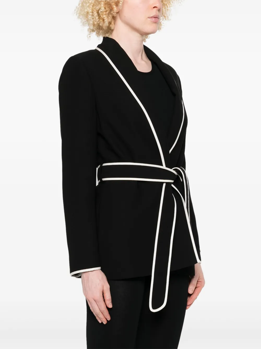 ERMANNO FIRENZE Blazer met contrasterende afwerking Zwart