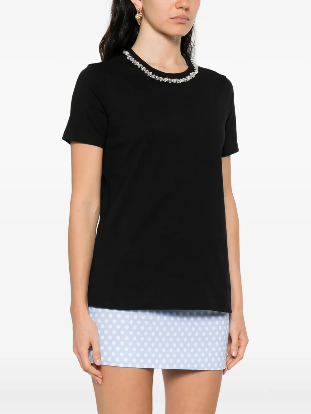 ERMANNO FIRENZE T-shirt verfraaid met kristallen Zwart