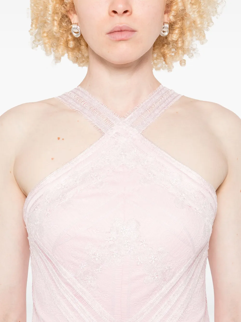 ERMANNO FIRENZE Maxi-jurk met kant Roze