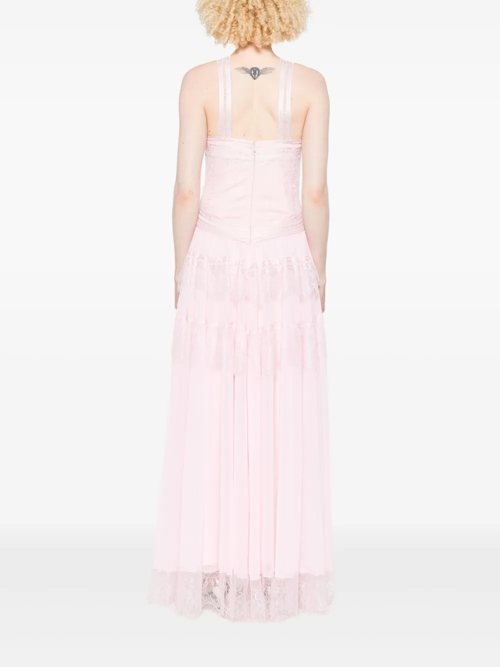ERMANNO FIRENZE Maxi-jurk met kant Roze