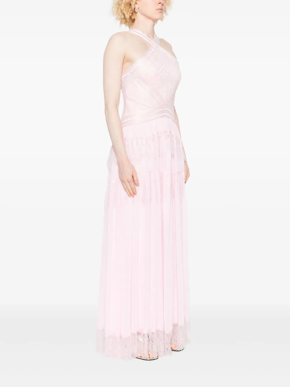 ERMANNO FIRENZE Maxi-jurk met kant Roze