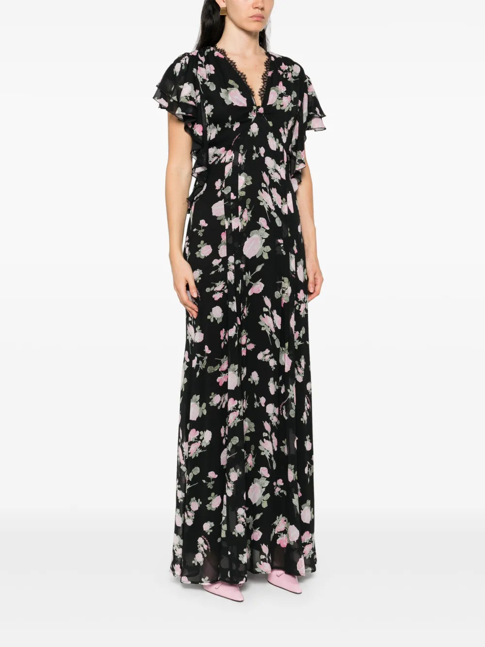 ERMANNO FIRENZE Jurk met bloemenprint Zwart