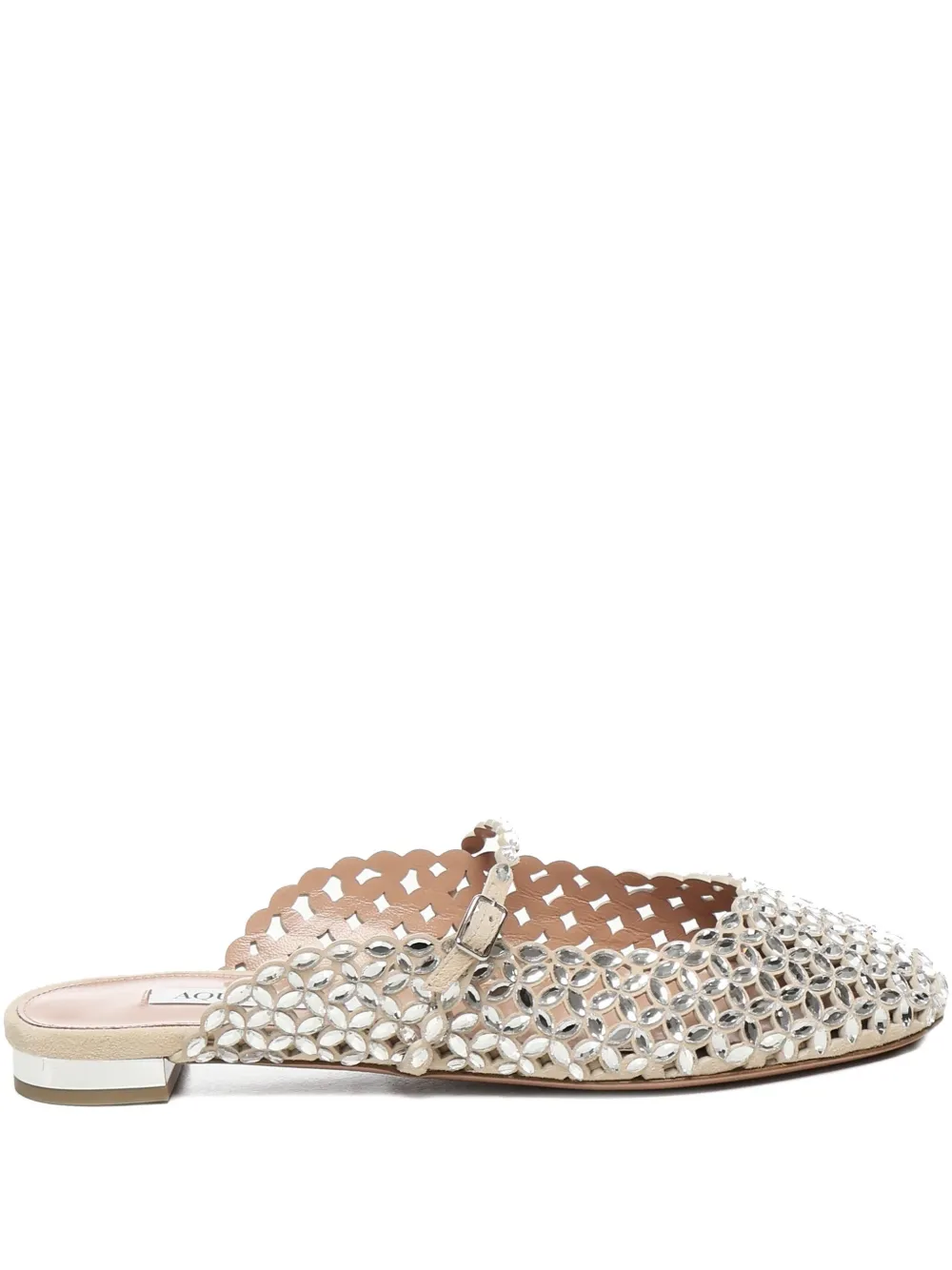 Aquazzura beaded open-toe mules Silver