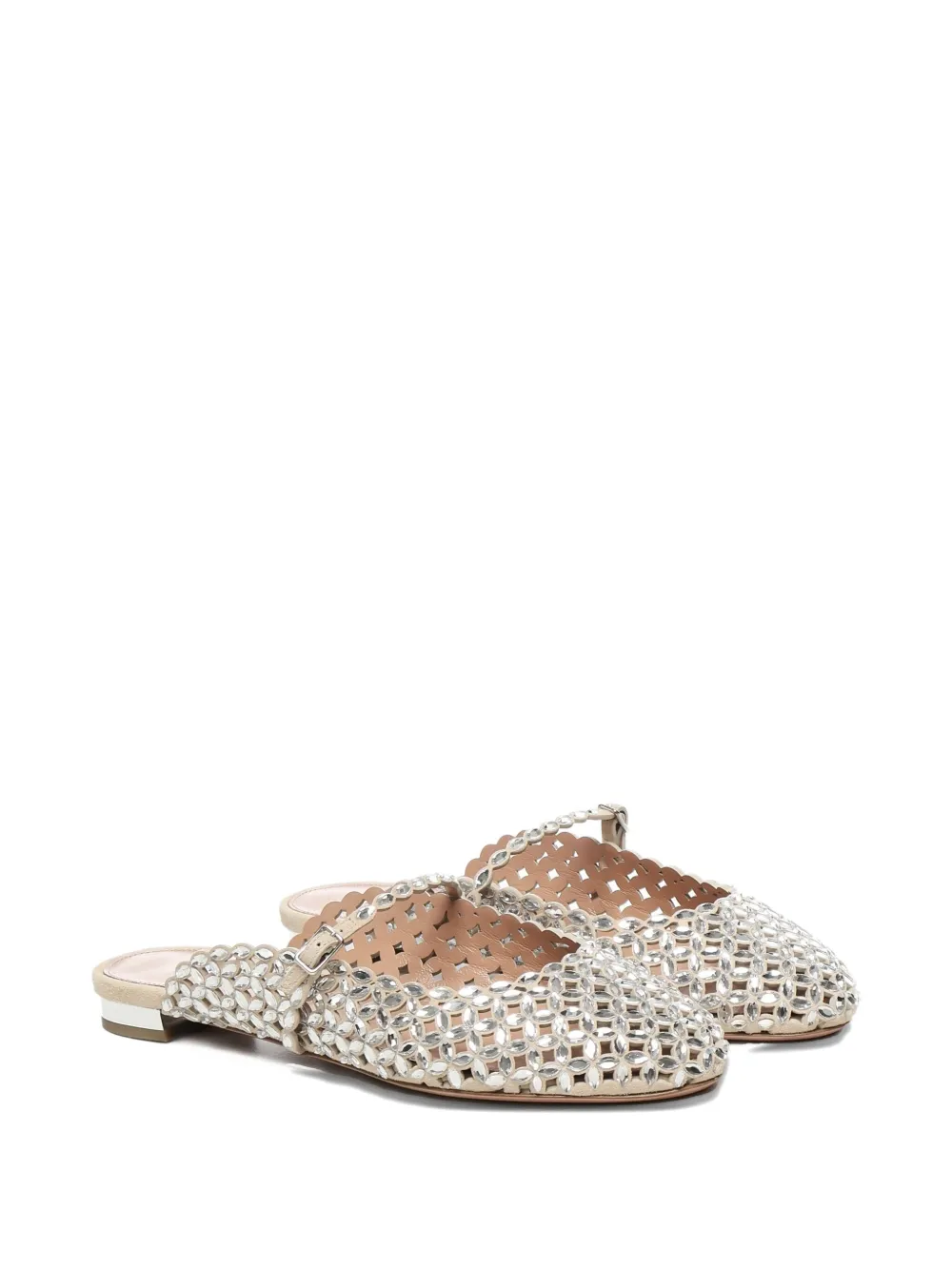 Aquazzura beaded open-toe mules Silver