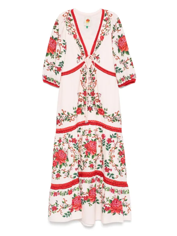 strapless open back dress Farm Rio Women's Delicate Fruit Garden Midi Dress