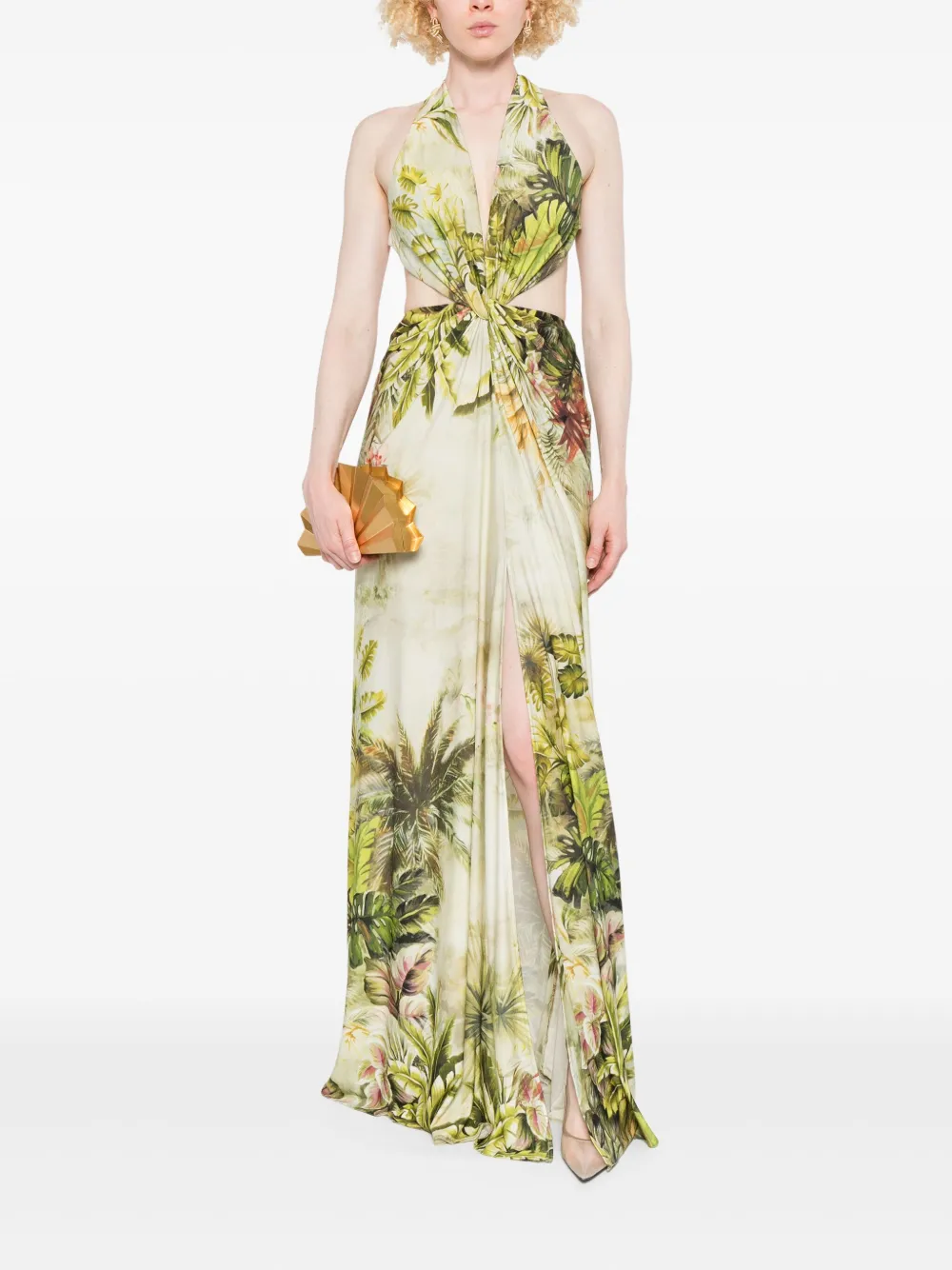 Elie Saab Maxi-jurk met print - Groen