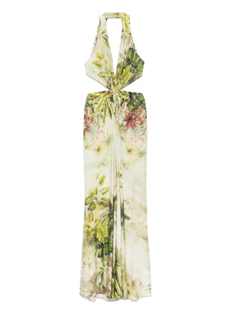 Elie Saab vestido largo con hojas estampadas