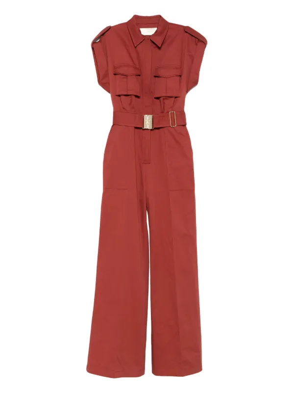 Elie Saab Cotton Jumpsuit in Red