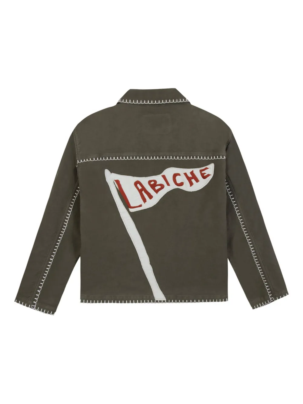 Maison Labiche Lemonnier jack met contrasterend stiksel en geborduurde vlag Groen