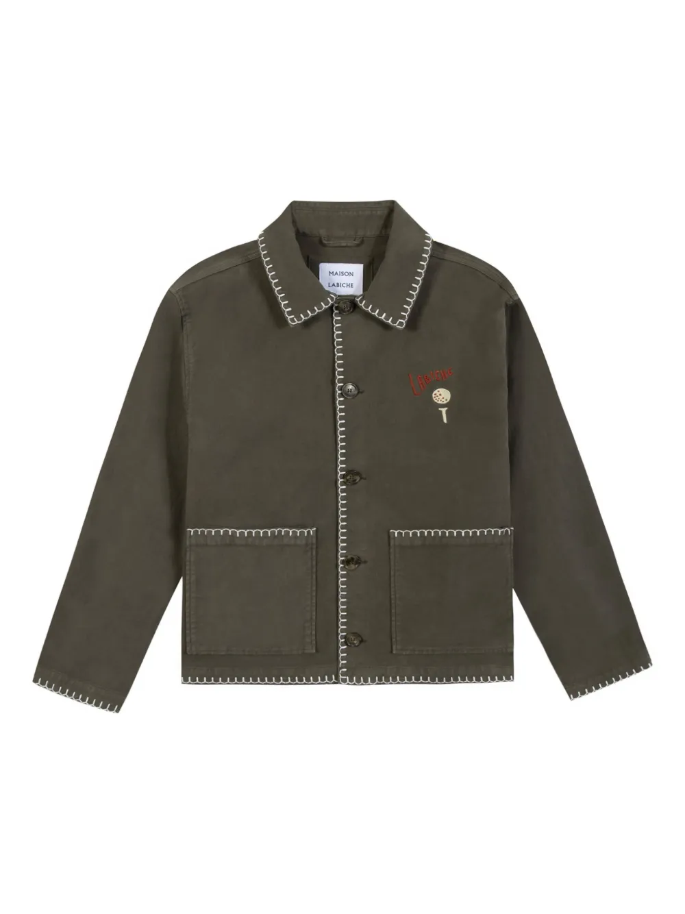 Maison Labiche Lemonnier jack met contrasterend stiksel en geborduurde vlag Groen
