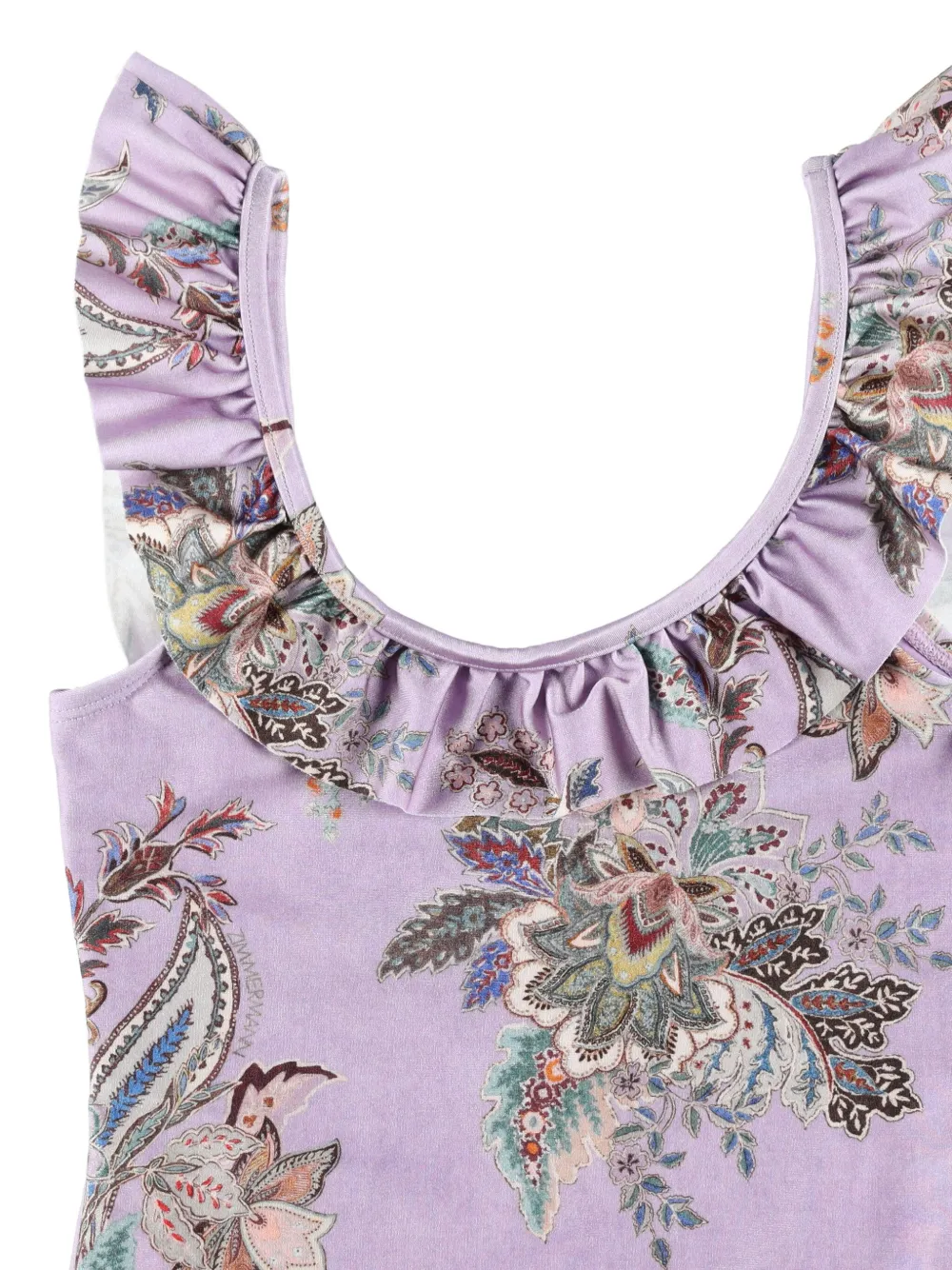 ZIMMERMANN Kids Badpak met bloemenprint en franje Paars