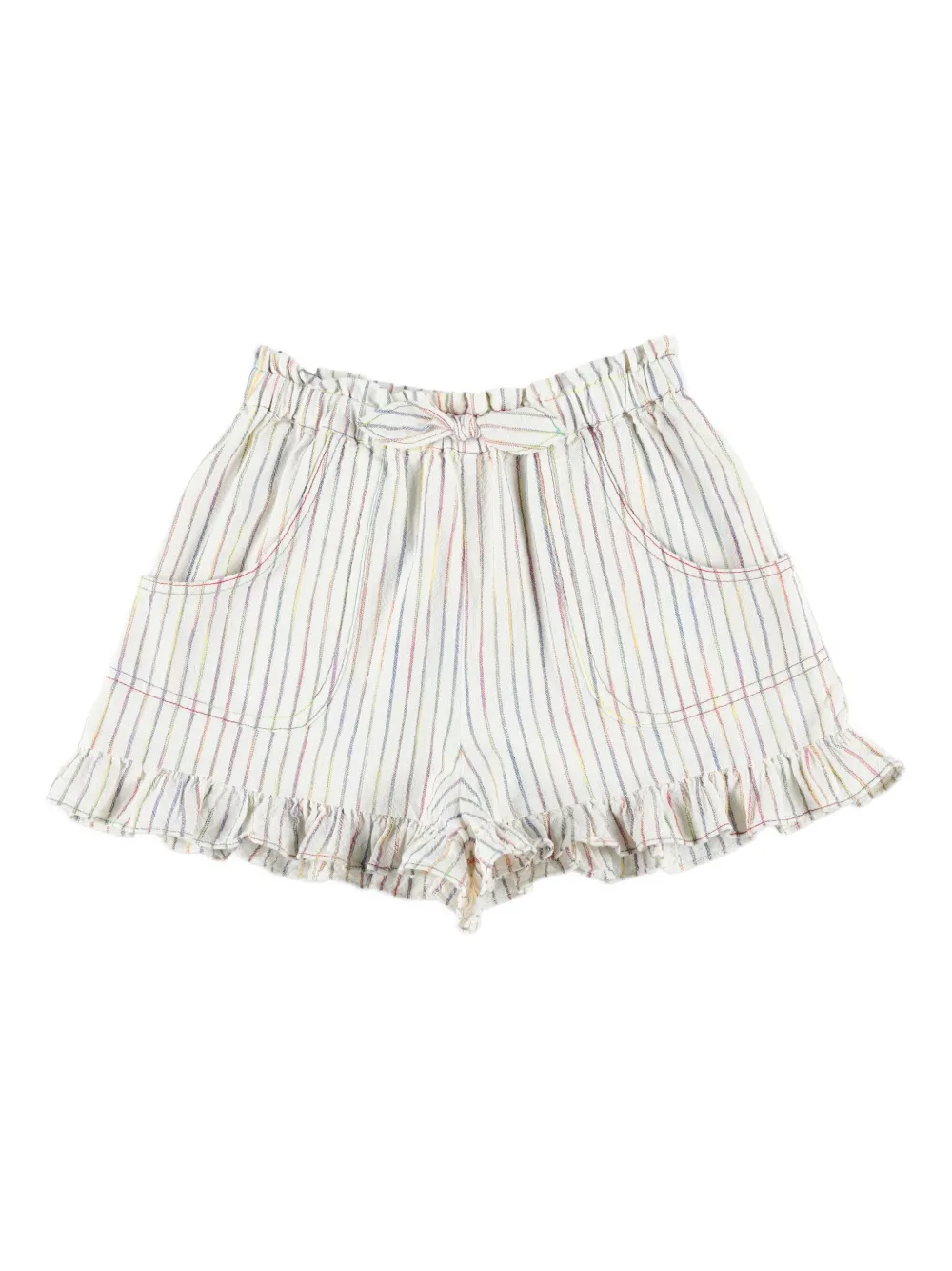 ZIMMER N Kids Rhiannon ruffled striped shorts Beige