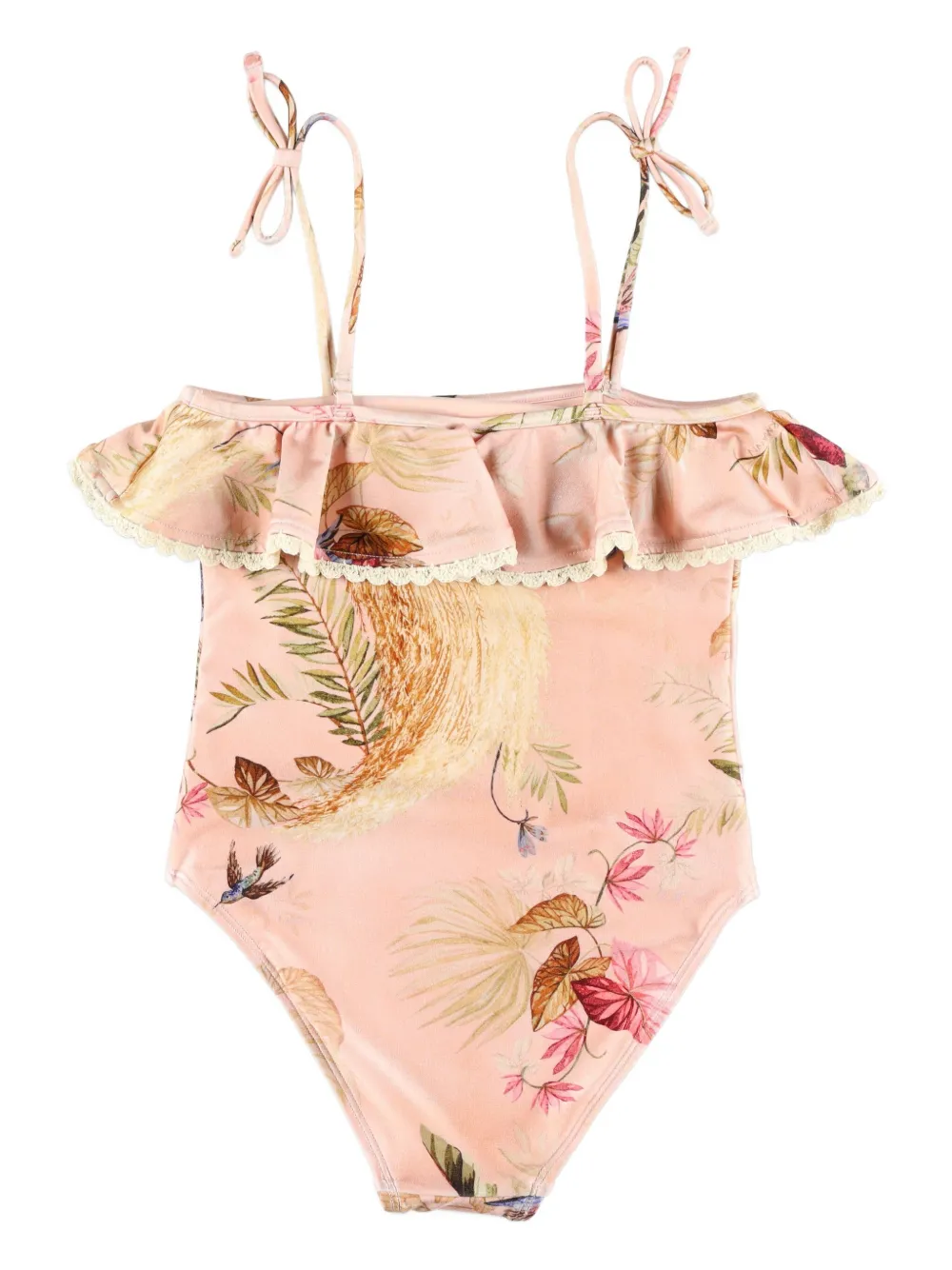 ZIMMERMANN Kids Off-shoulder badpak met ruches Roze