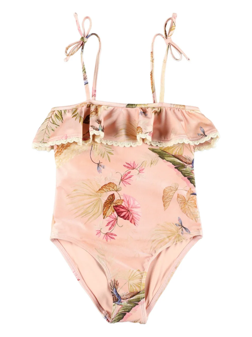 ZIMMERMANN Kids Off-shoulder badpak met ruches Roze