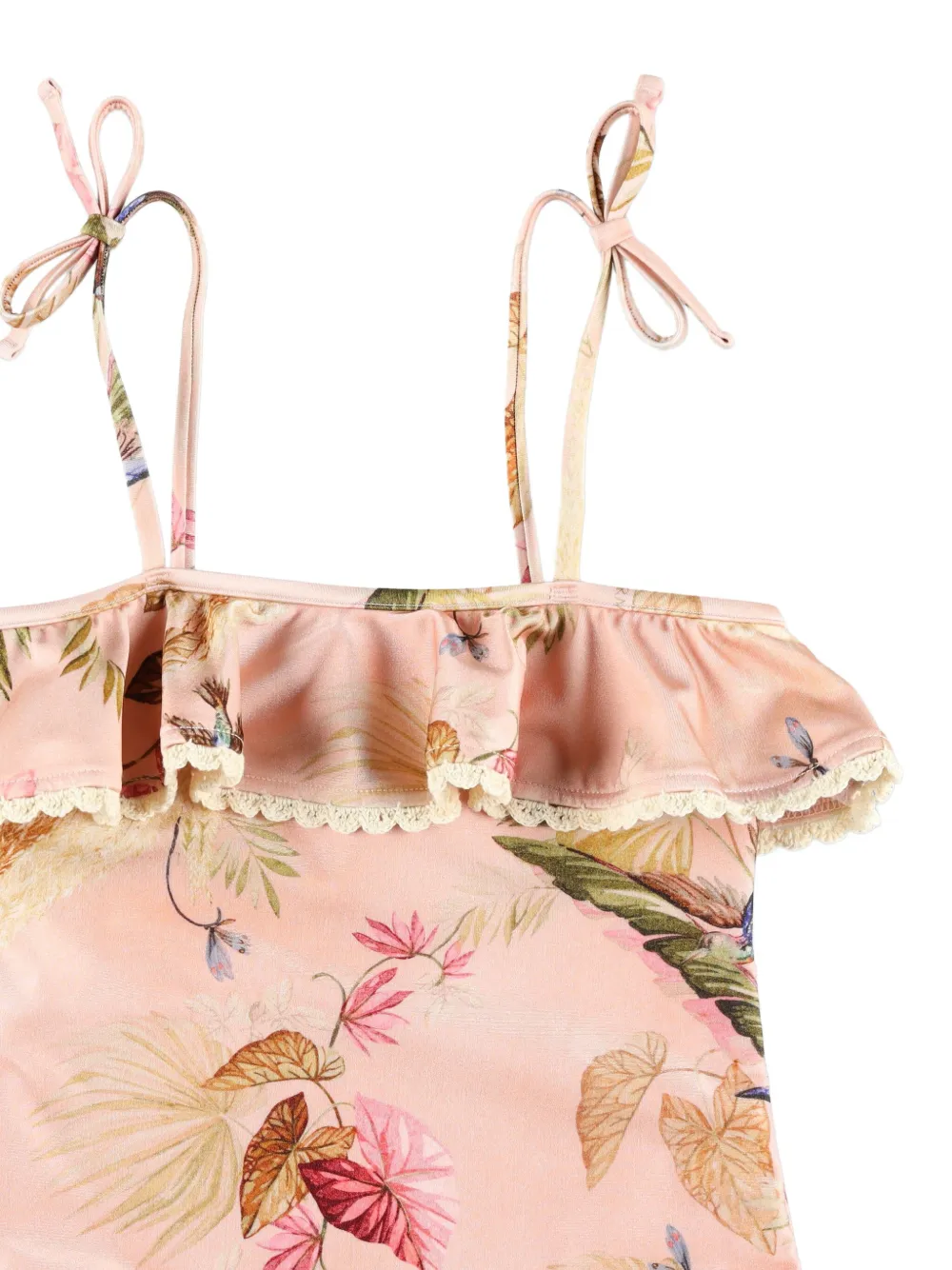 ZIMMERMANN Kids Off-shoulder badpak met ruches Roze