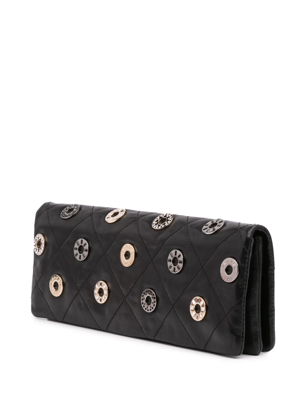 Pre-owned Chanel 2006-2008 Quilted Calfskin Star Attitude Grommet Fold Over Clutch Bag