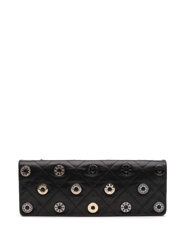 Chanel Pre-owned 2006-2008 Quilted Calfskin Star Attitude Grommet Fold Over Clutch Bag in Black
