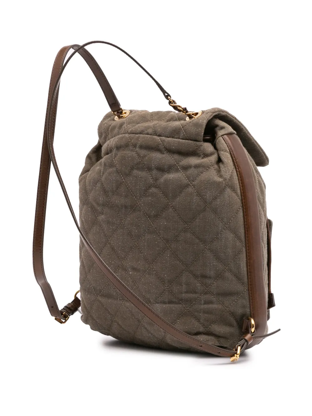 Pre-owned Chanel 2016-2017 Cc Quilted Denim And Calfskin Backpack