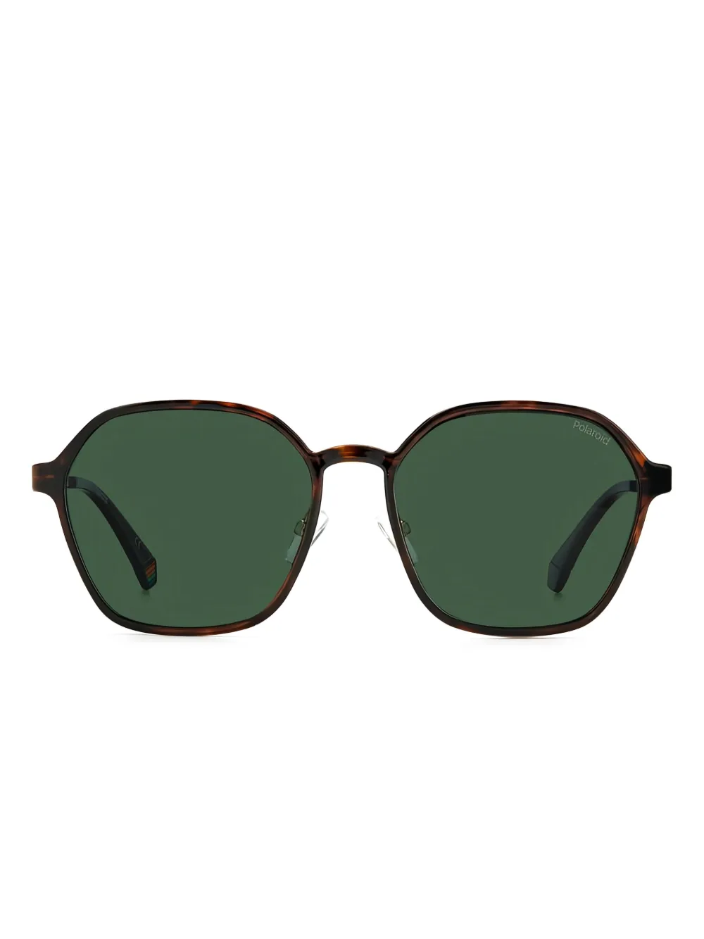 Polaroid geometric-frame clip-on sunglasses | Brown | Image 1