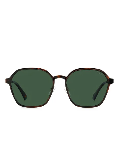 Polaroid geometric-frame clip-on sunglasses