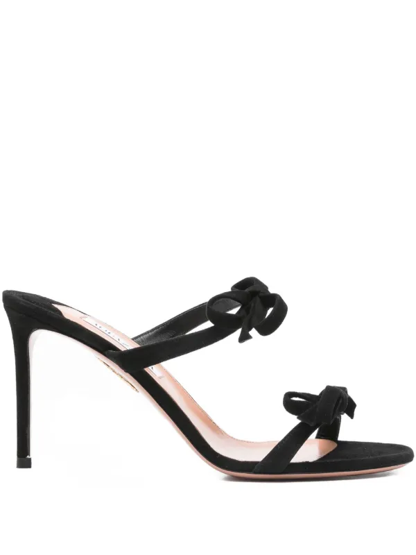 Aquazzura 100mm Soave bow-embellished Stiletto Sandals Black