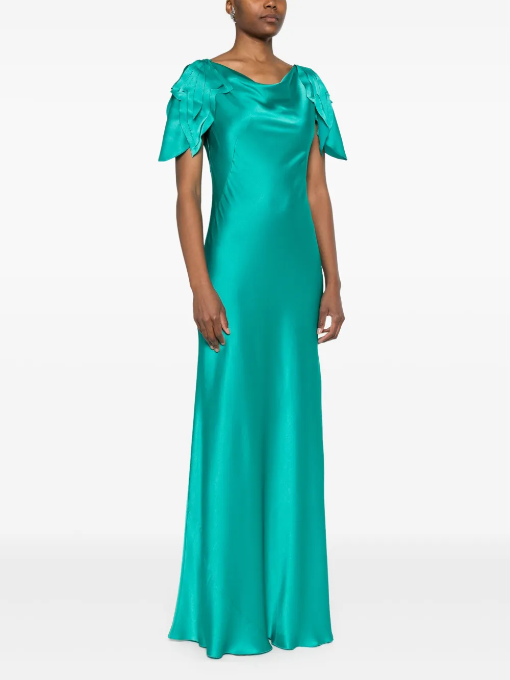 Alberta Ferretti Satijnen maxi-jurk Groen