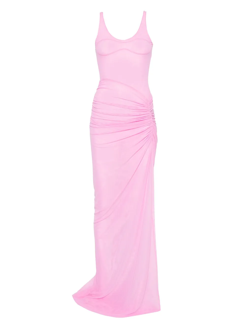 David Koma Mesh avondjurk met ruches Roze