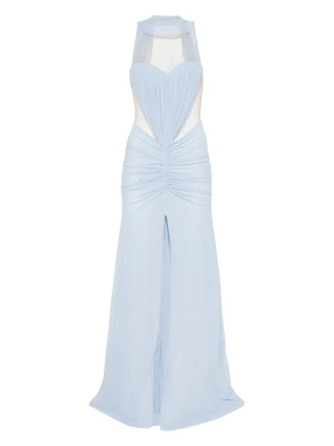 David Koma ruched halterneck gown