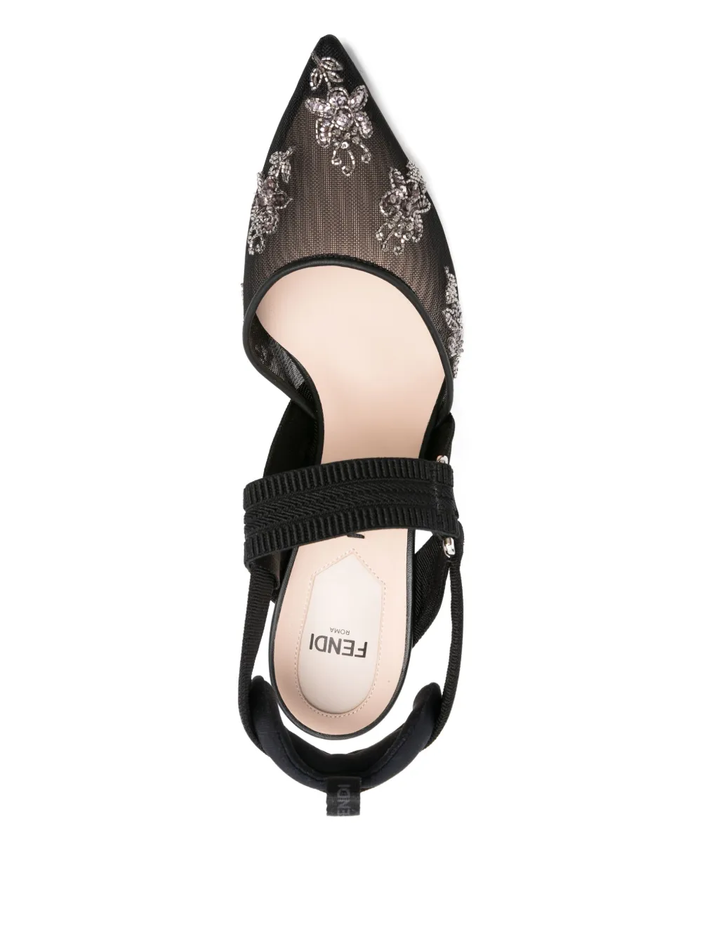 FENDI Colibrì embellished slingback pumps Black
