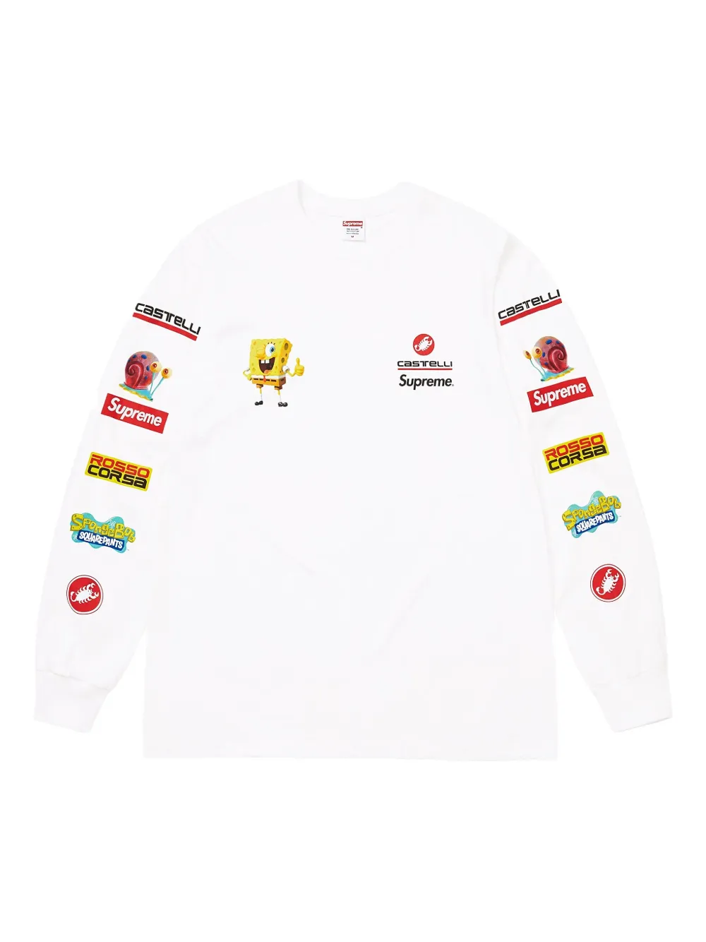 Supreme x SpongeBob x Castelli Racing long-sleeves T-shirt - Wit