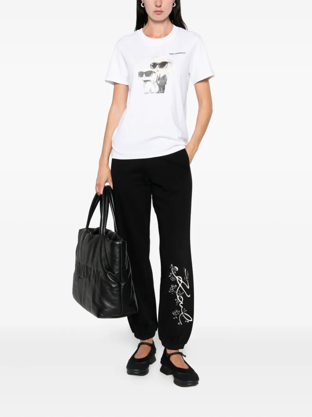 Karl Lagerfeld T-shirt met kattenprint Wit