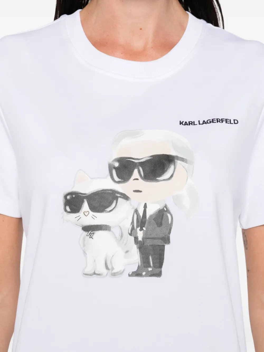 Karl Lagerfeld T-shirt met kattenprint Wit