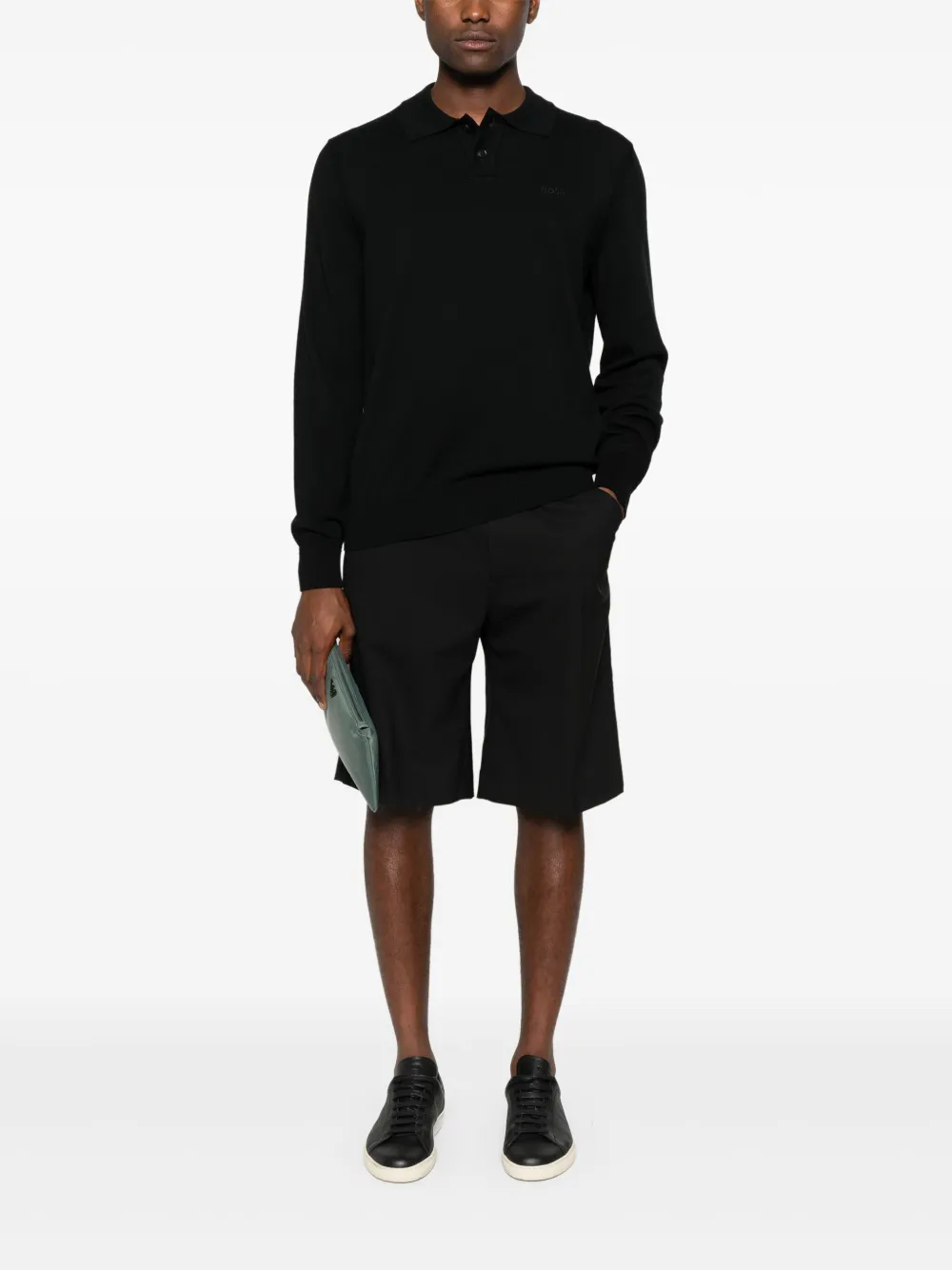 BOSS Poloshirt van katoenblend - Zwart