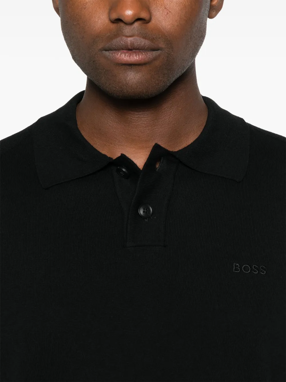 BOSS Poloshirt van katoenblend Zwart