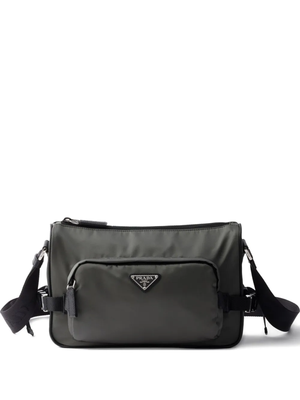 Prada medium triangle logo messenger bag Groen