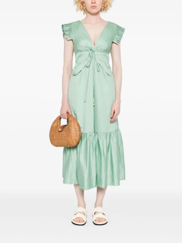 green emerald velvet dress Light Green Butterfly Cut-Out Midi Dress – FARM Rio main image 1