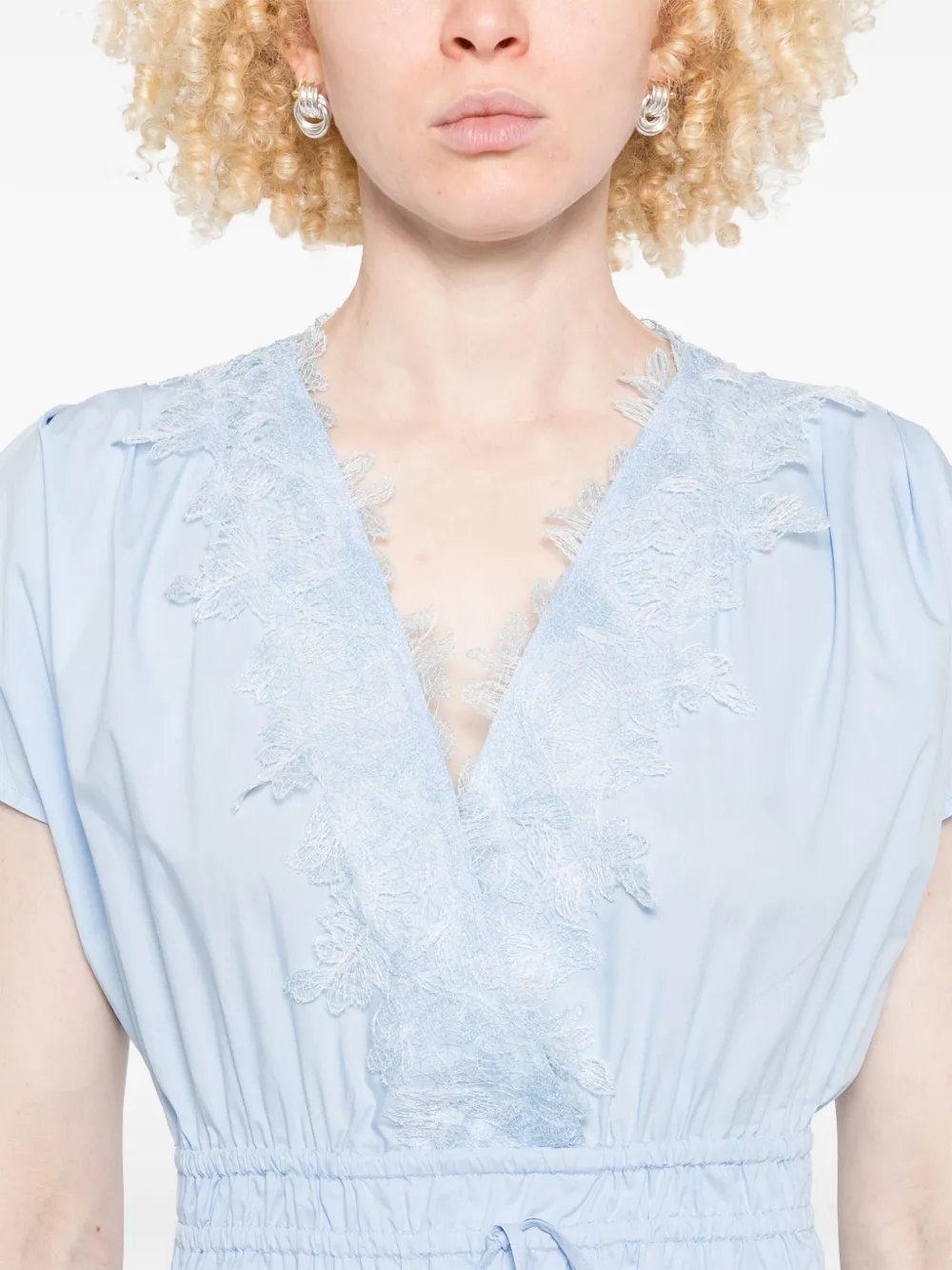 ERMANNO FIRENZE Midi-jurk met kanten afwerking Blauw