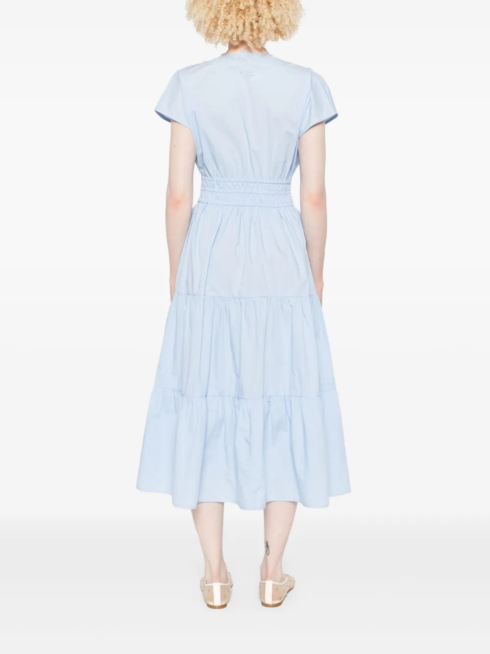 ERMANNO FIRENZE Midi-jurk met kanten afwerking Blauw