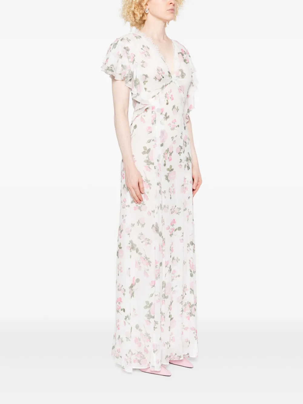 ERMANNO FIRENZE Maxi-jurk met bloemenprint Wit