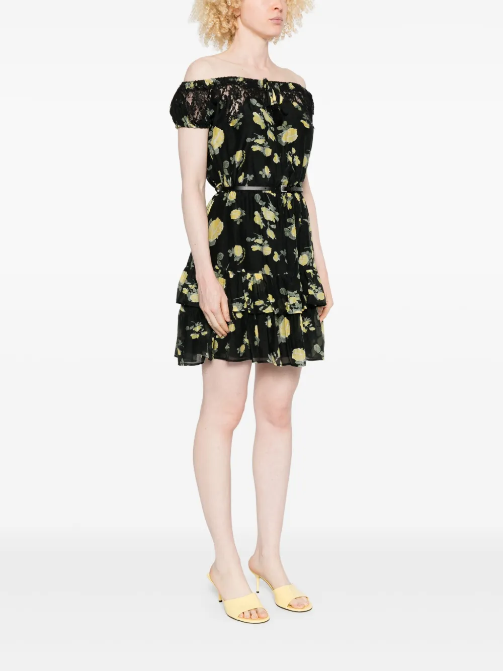 ERMANNO FIRENZE Jurk met bloemenprint Zwart