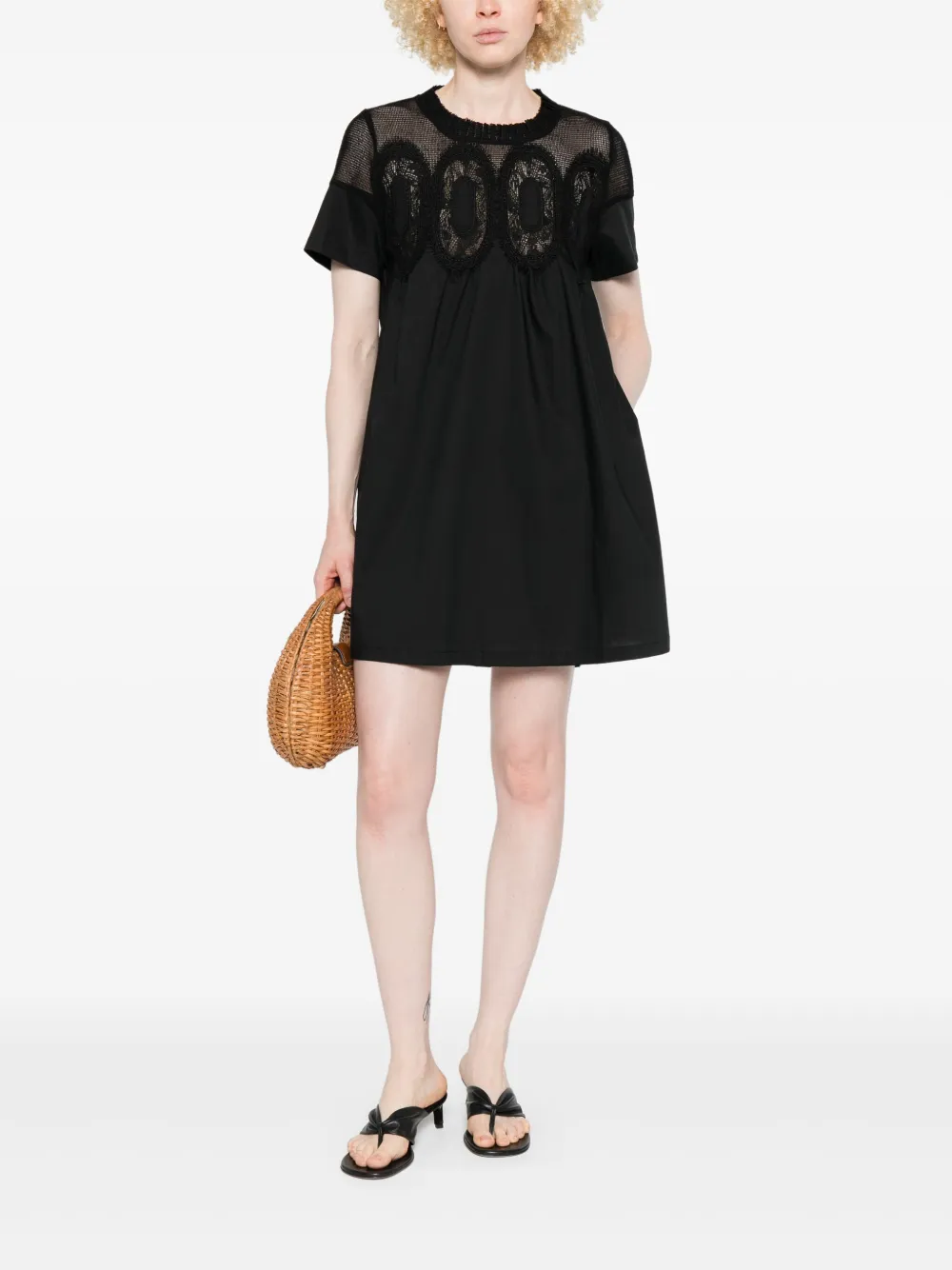 ERMANNO FIRENZE cotton mini dress - Zwart