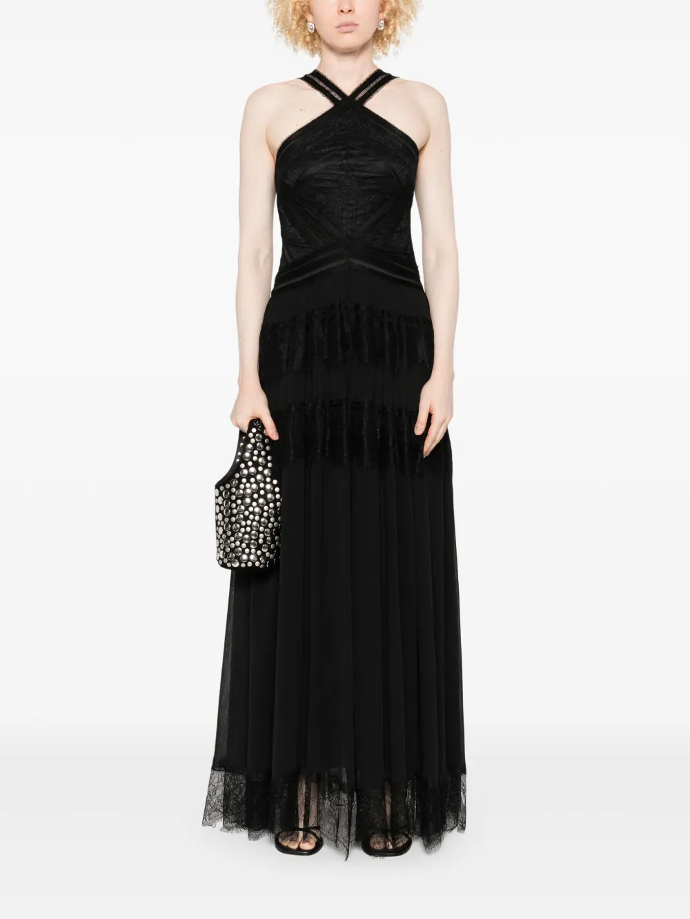 ERMANNO FIRENZE lace maxi dress - Zwart
