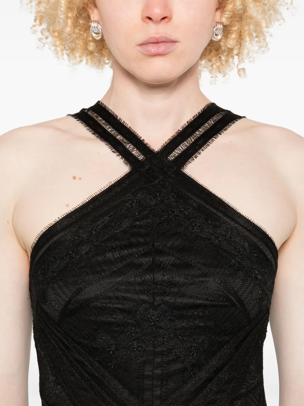 ERMANNO FIRENZE Maxi-jurk met kant Zwart