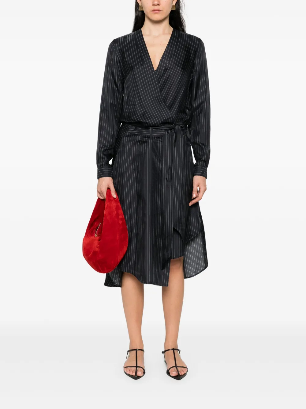 Barbara Bui pinstriped silk dress - Blauw