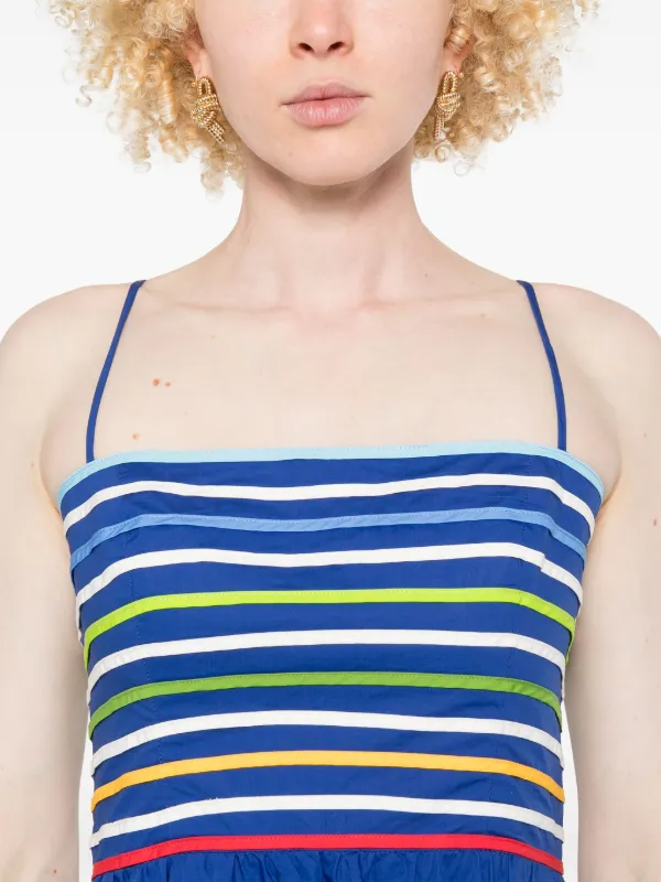 chinese dress ladies Off-White Checkered Stripes Sleeveless Lenzing™ Ecovero™ Euroflax™ Maxi  Dress