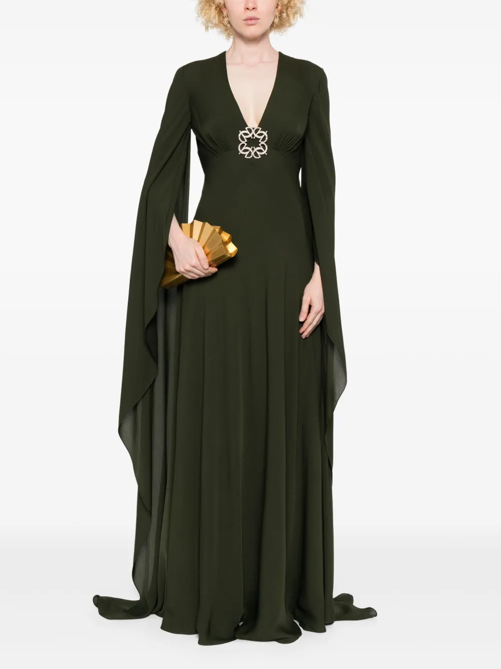 Elie Saab Avondjurk verfraaid met kristallen - Groen