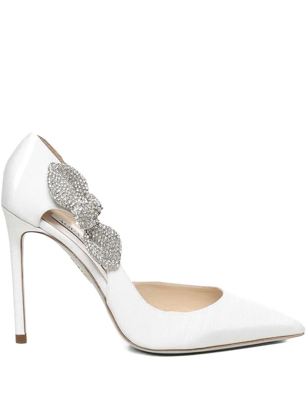 Aquazzura Very Bow crystal-embellished pointed-toe pumps White