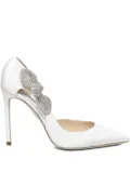 Aquazzura Very Bow crystal-embellished pointed-toe pumps - White